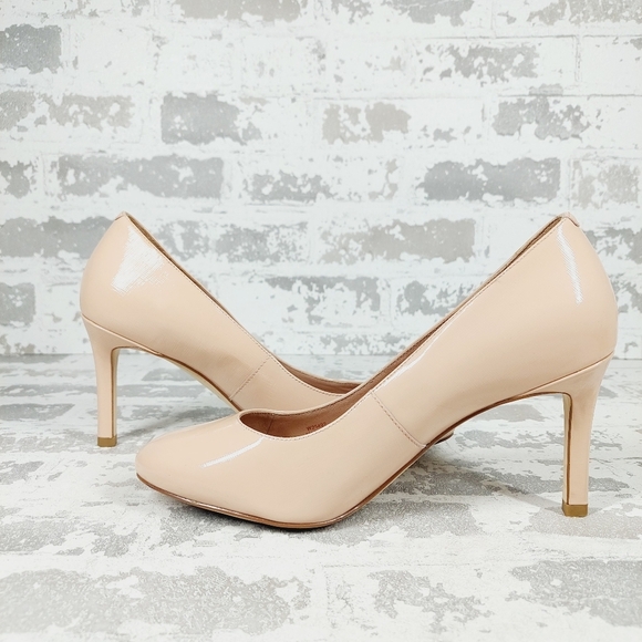 New Cole Haan  Gabbie   Patent Leather Cream Almond Toe Pumps I715 - Picture 5 of 13